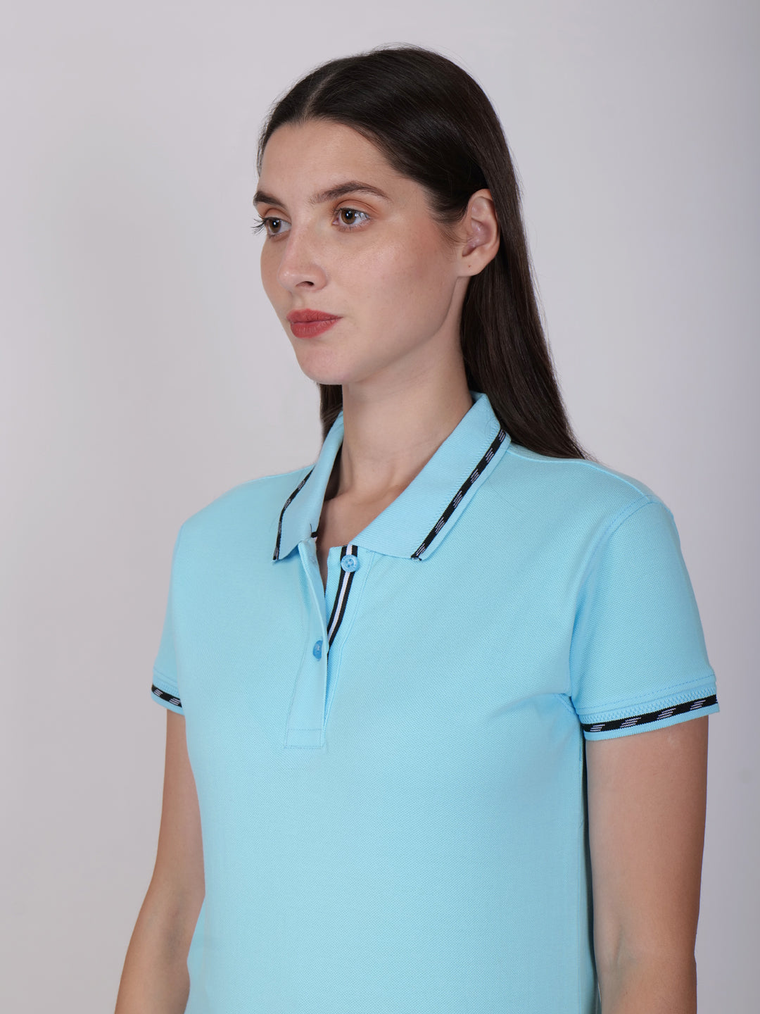 BAGATT Women's Light Blue Mercerized Cotton Polo T-Shirt
