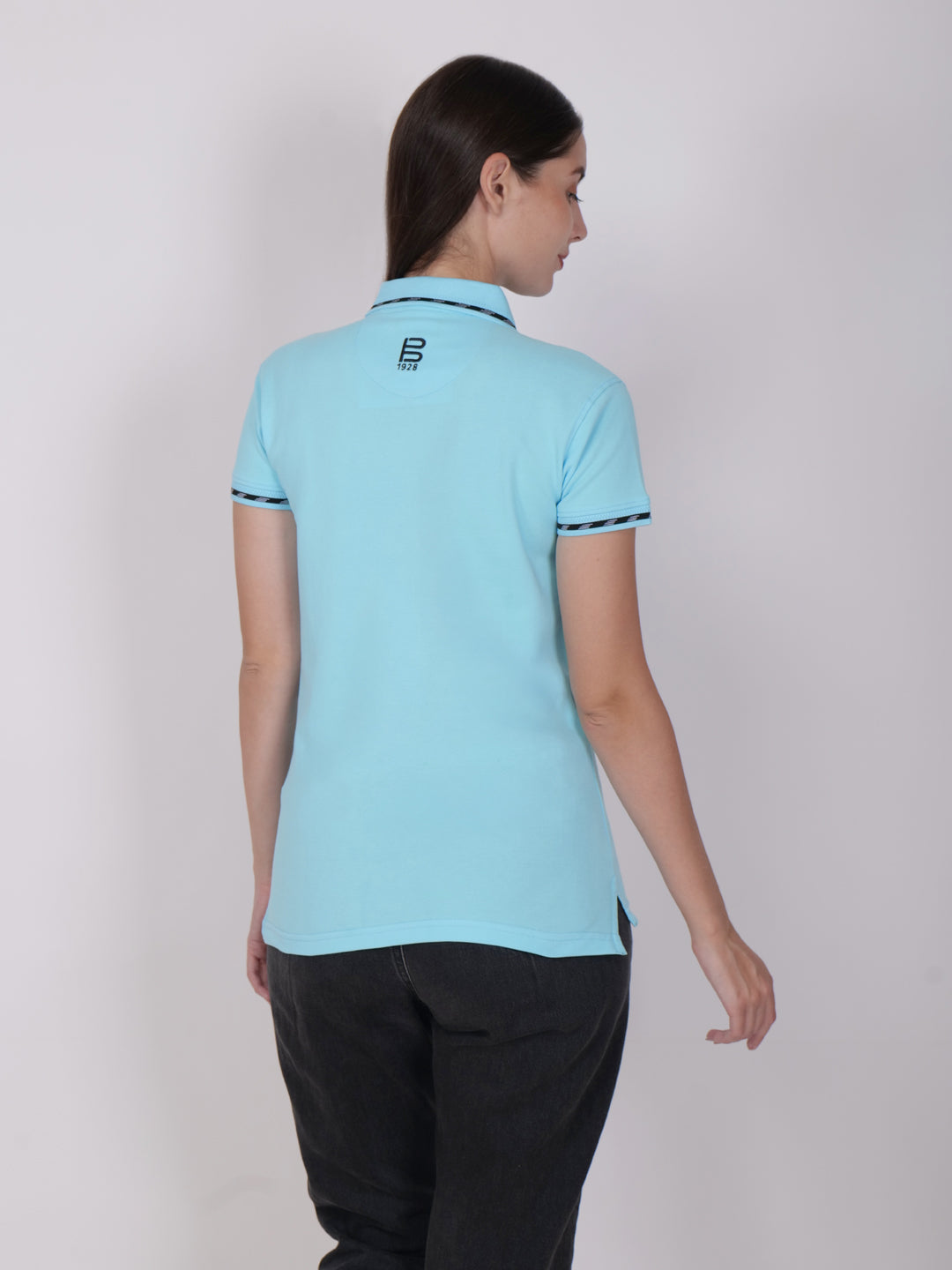 BAGATT Women's Light Blue Mercerized Cotton Polo T-Shirt