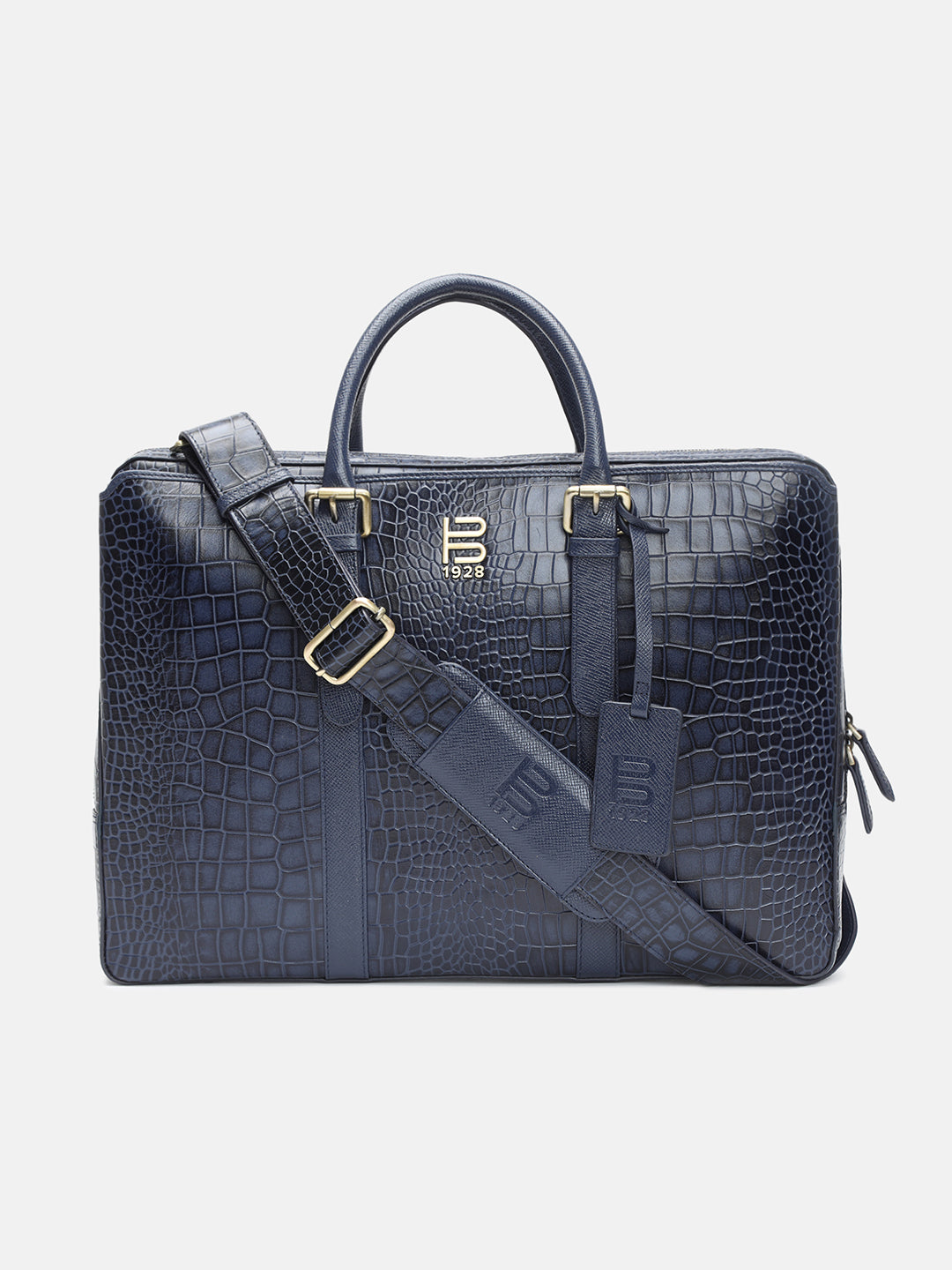 BAGATT Solofra Blue Leather Laptop Bag