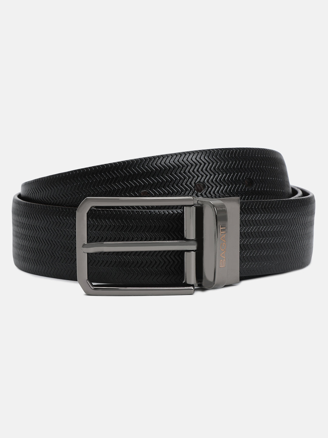 BAGATT Black/Dark Brown Reversible Leather Belt