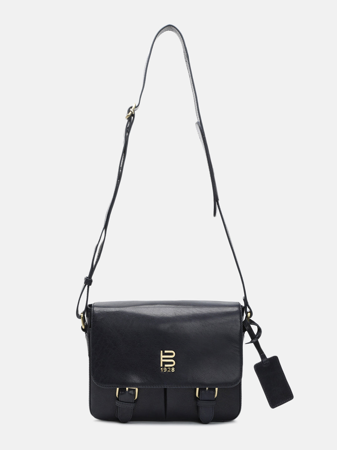 BAGATT Novara Blue Leather Messenger Bag
