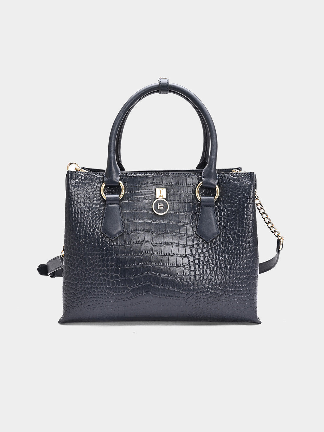 TT.BAGATT Blue Croco leather Satchel Handbags