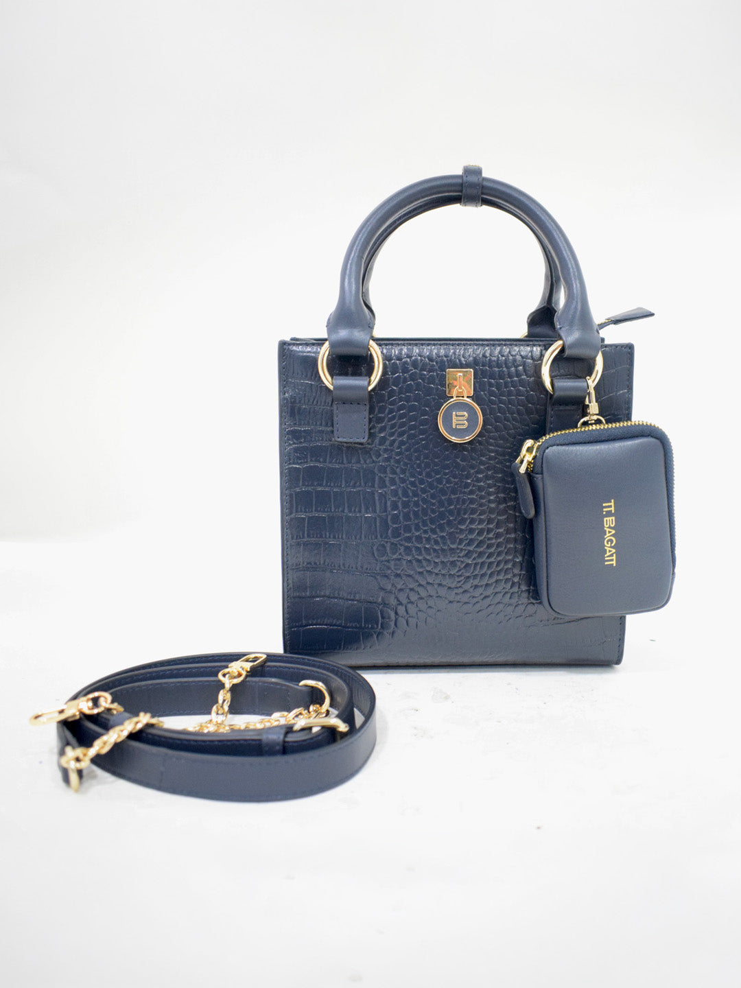 TT.BAGATT Blue Croco leather Sling Handbags