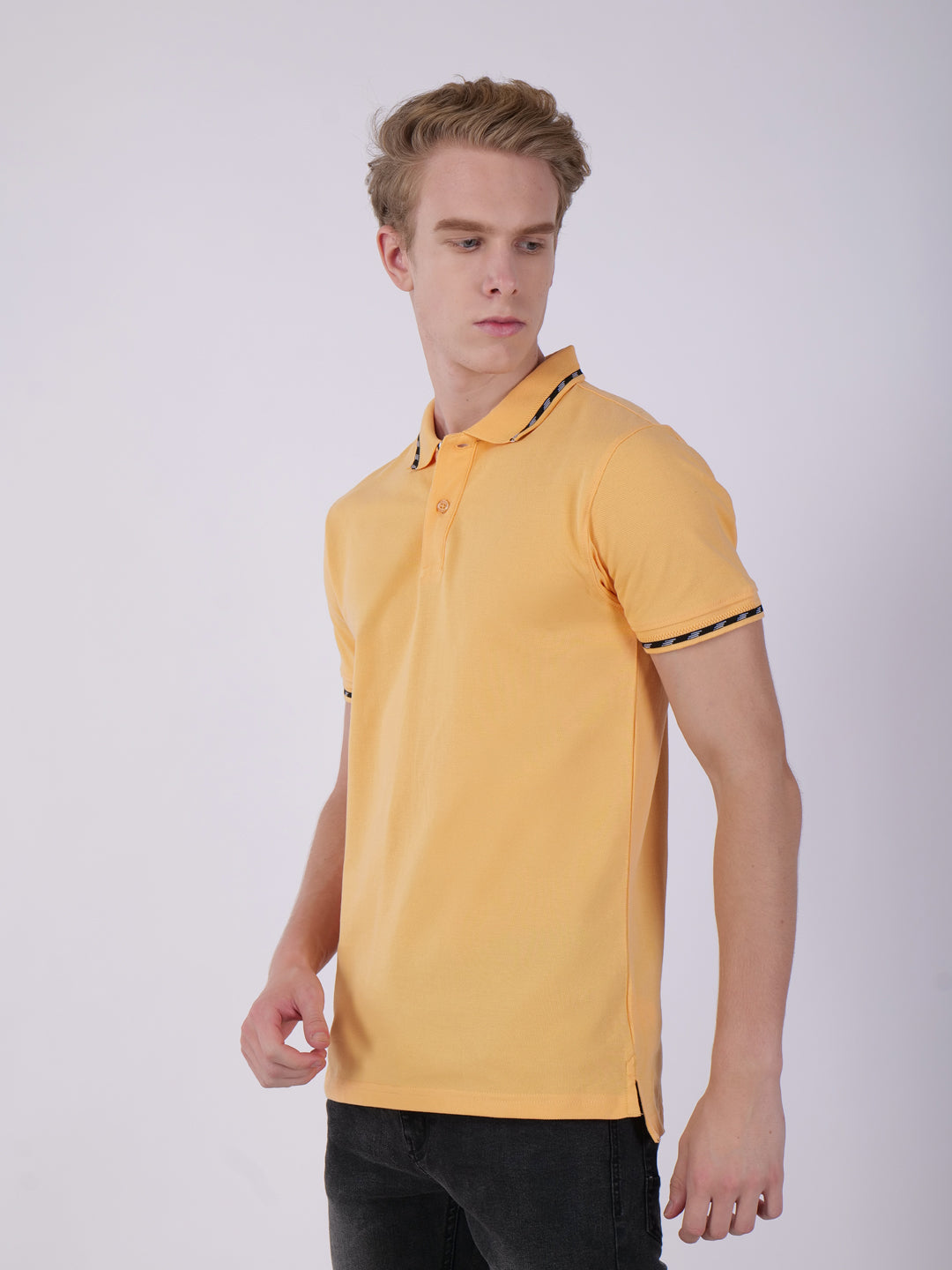 BAGATT Men's Orange Mercerized Cotton Polo T-Shirt