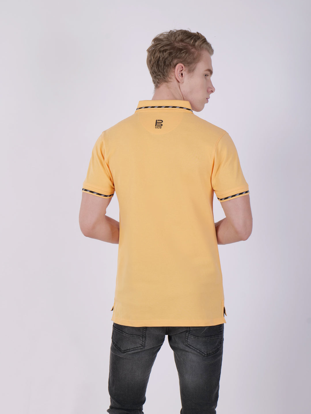 BAGATT Men's Orange Mercerized Cotton Polo T-Shirt