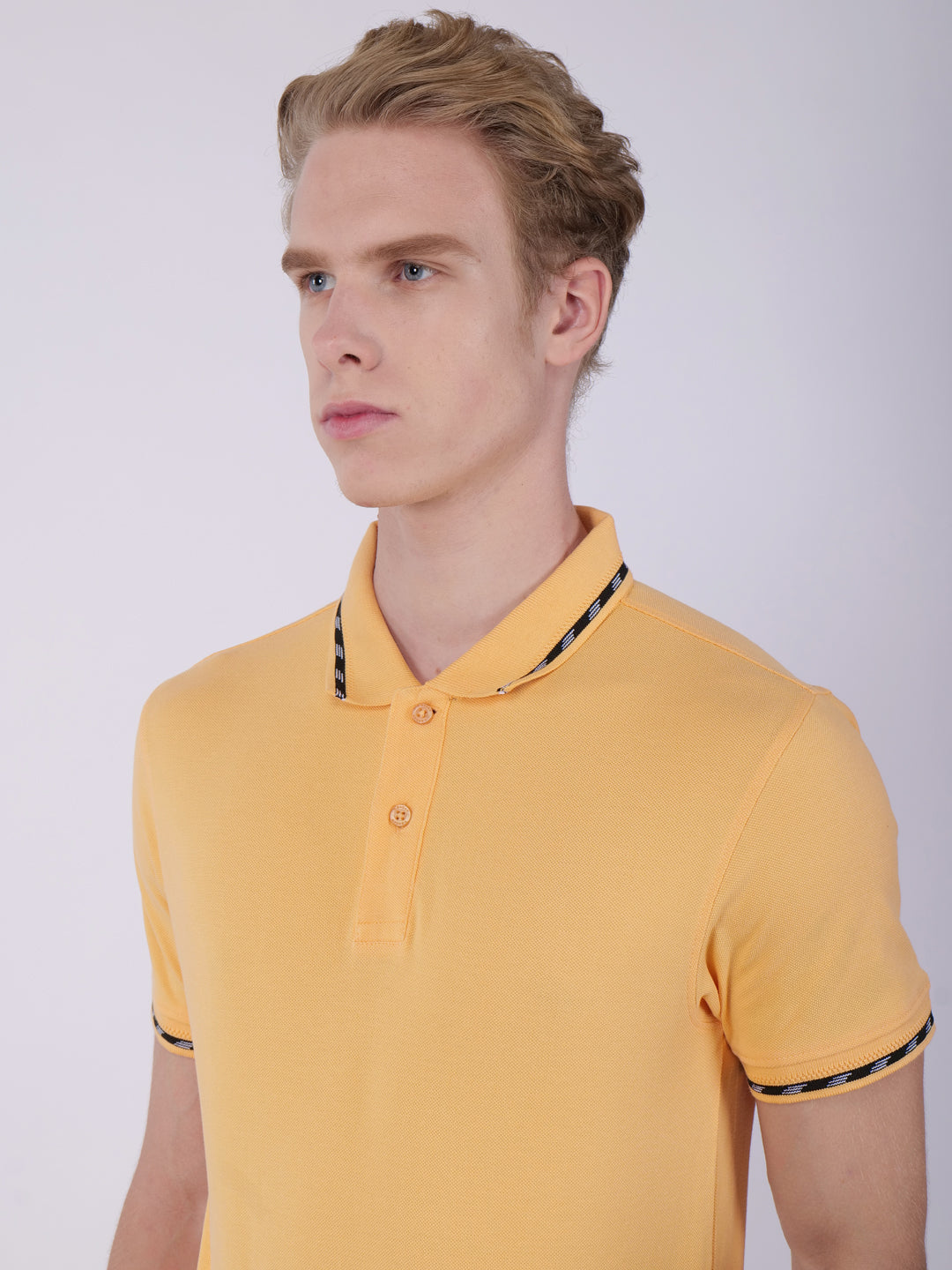 BAGATT Men's Orange Mercerized Cotton Polo T-Shirt