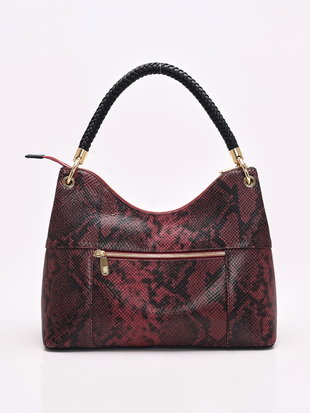 TT.BAGATT Black Snake print leather Hobo Handbags