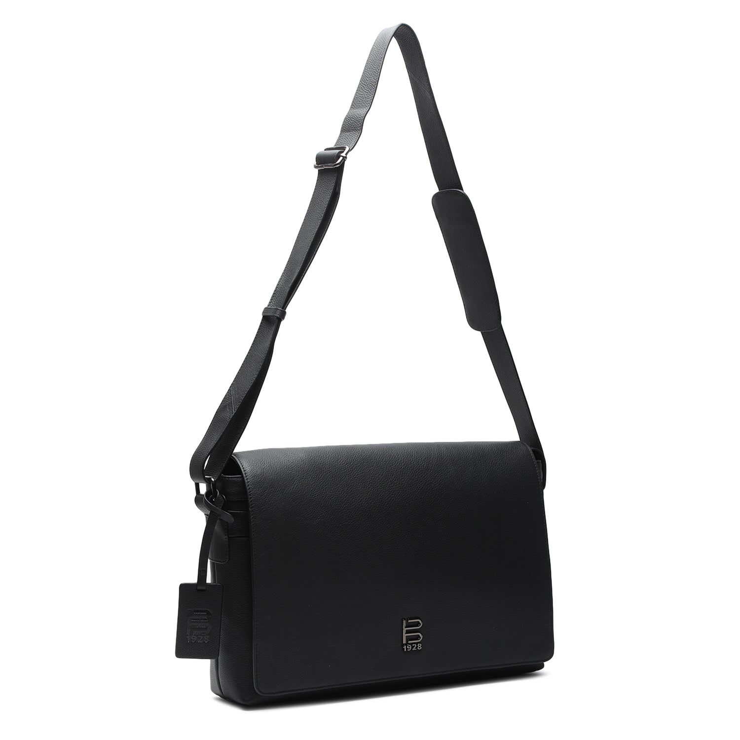BAGATT Novara Black Leather Messenger Bag