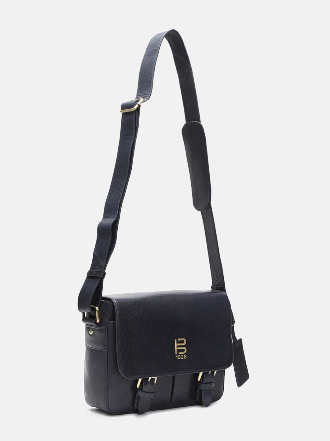 BAGATT Novara Blue Leather Messenger Bag