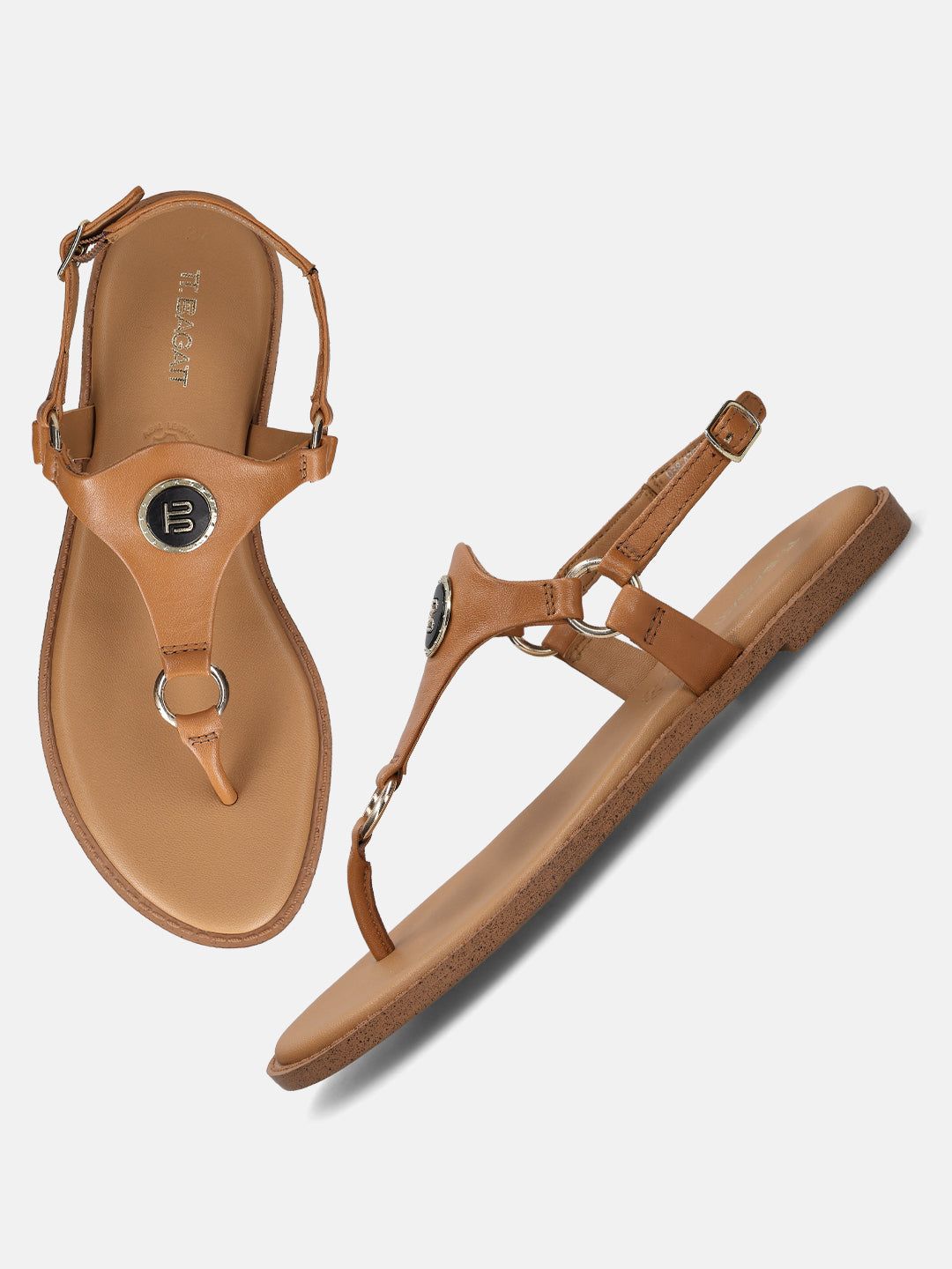 TT.BAGATT Goldy Cognac Premium Leather Thongs Flat Sandal