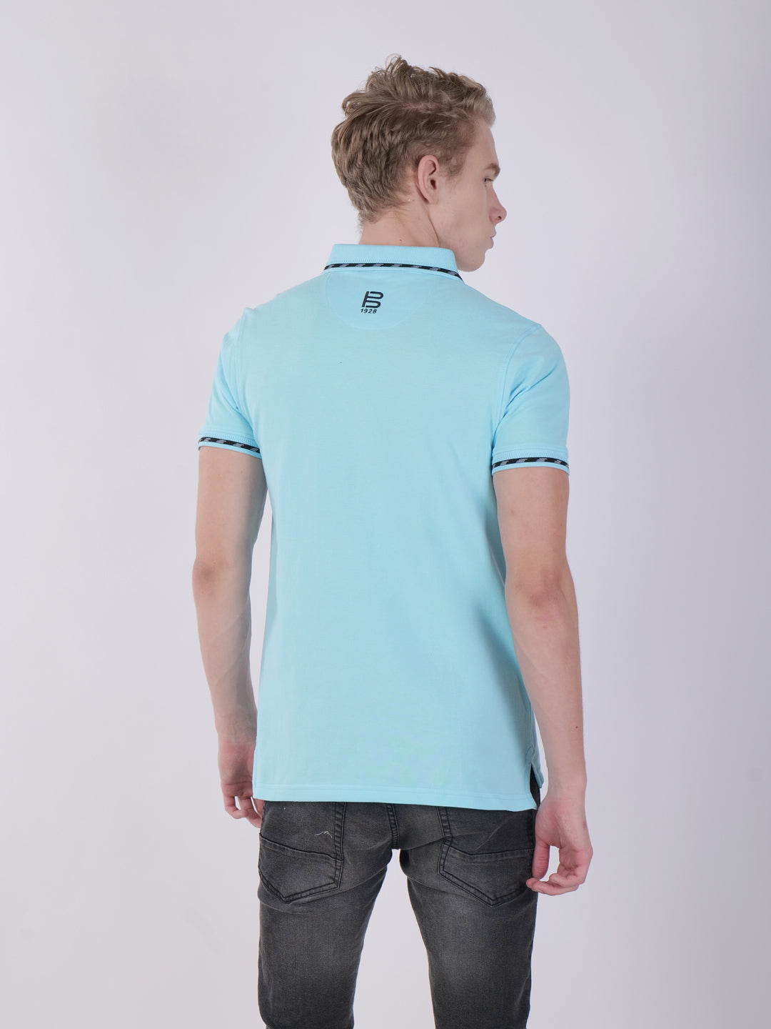 BAGATT Men's Light Blue Mercerized Cotton Polo T-Shirt