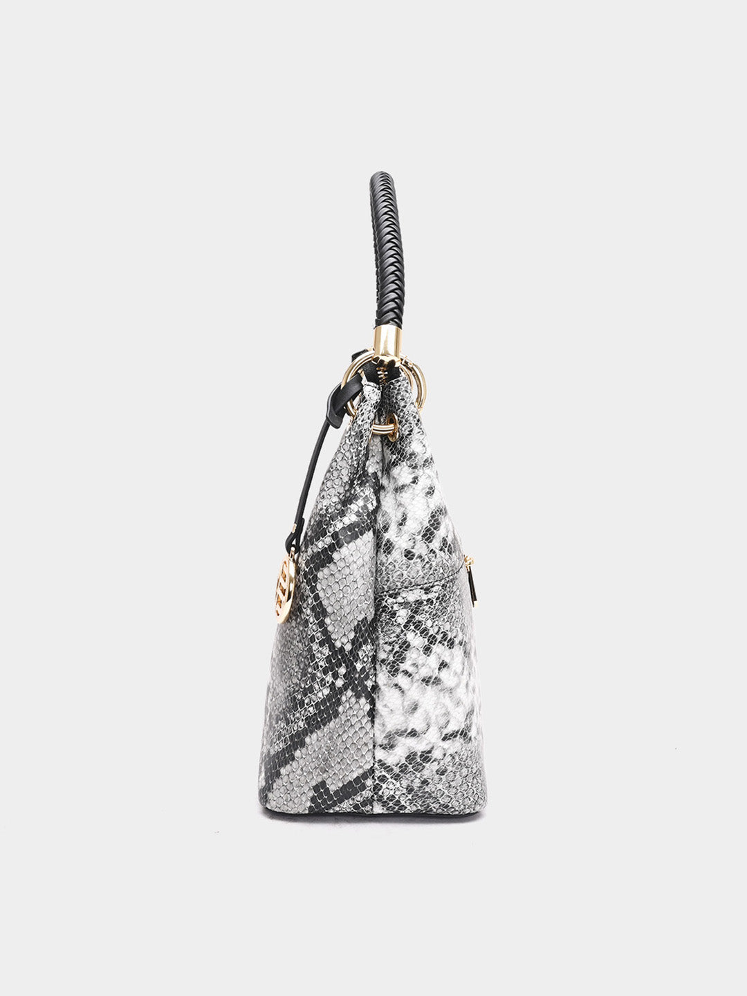 TT.BAGATT Black Snake print leather Hobo Handbags