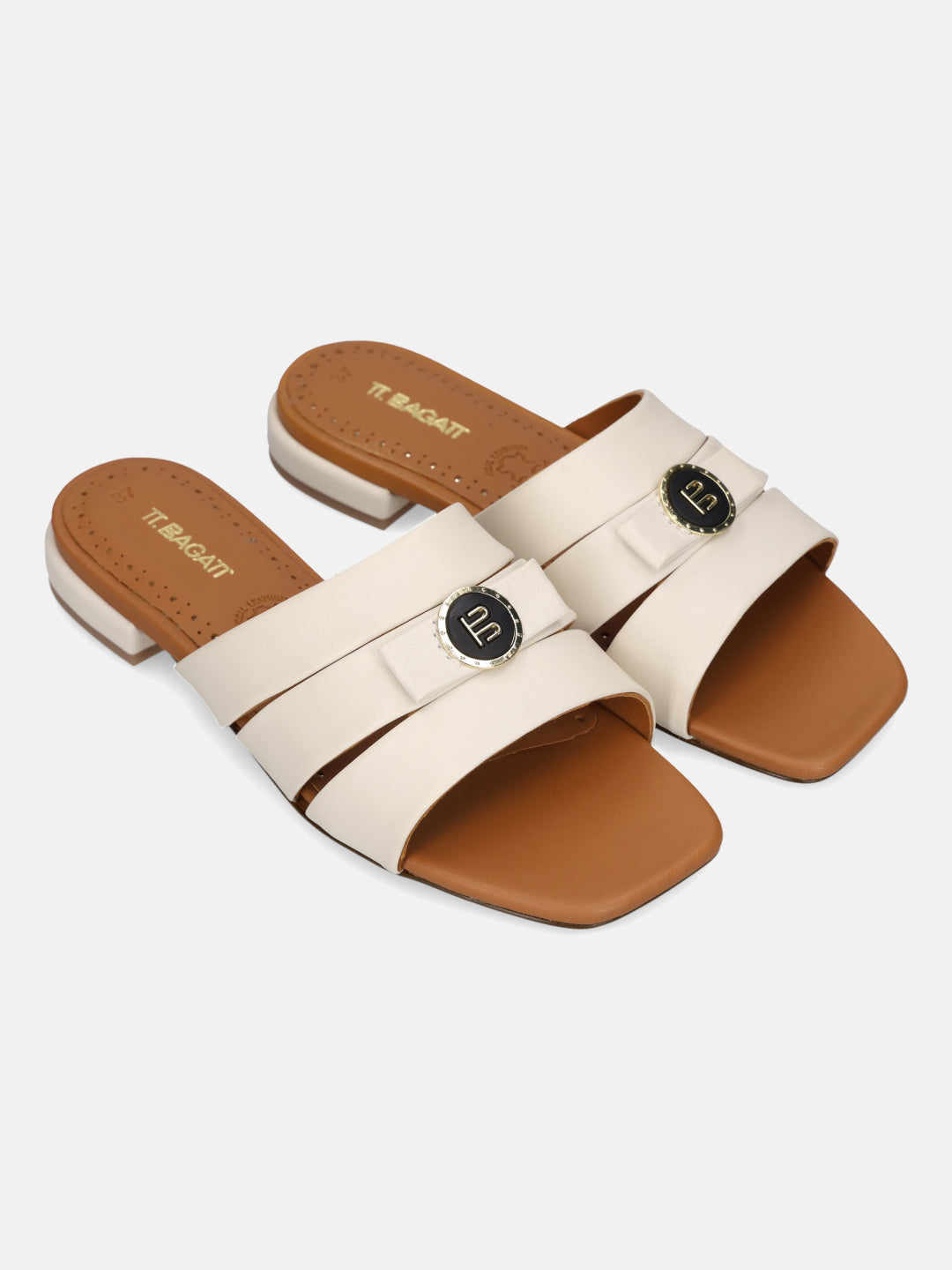 TT.BAGATT Glaze Off-White Premium Leather Mules Flat Sandal