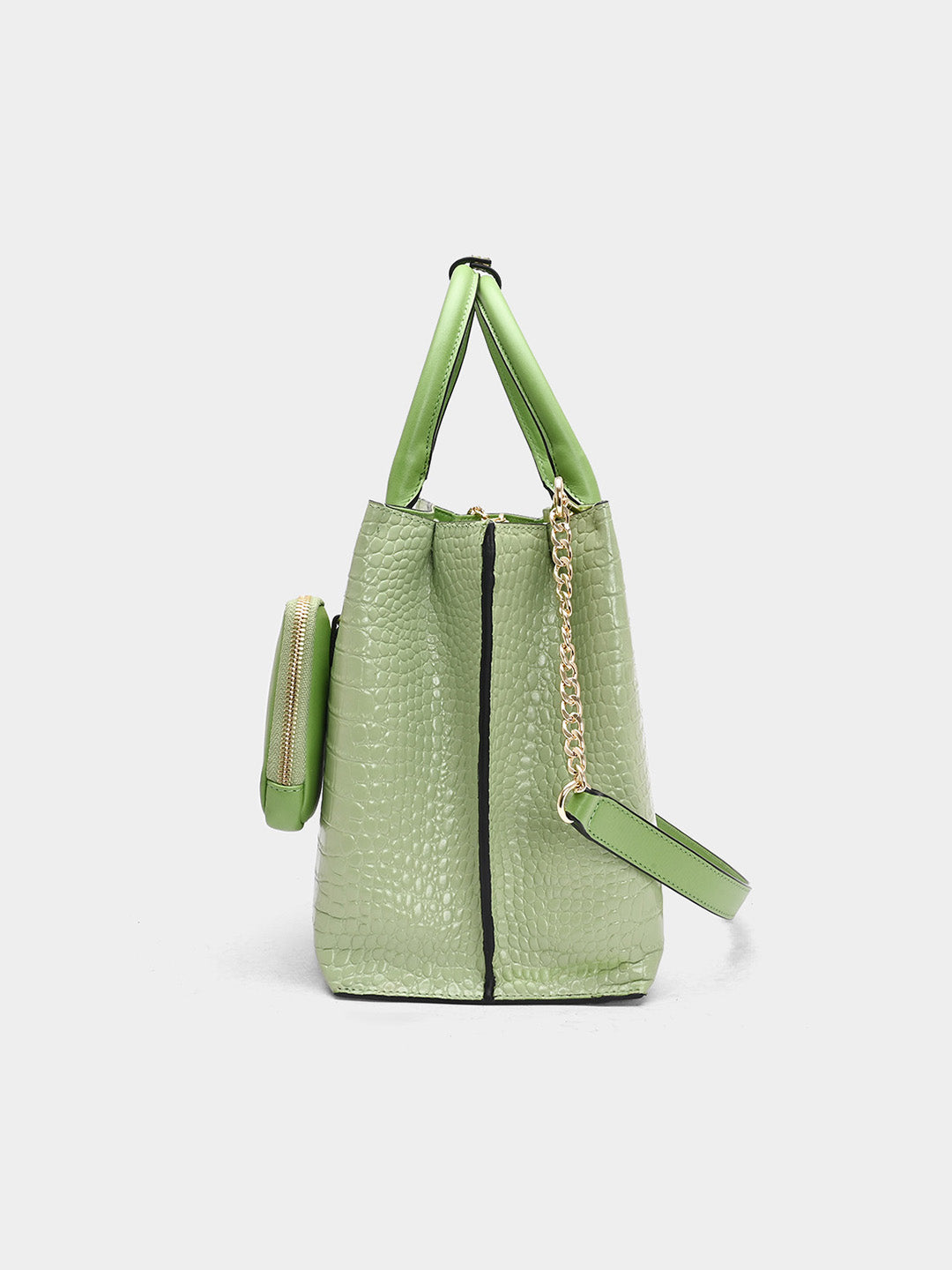 TT.BAGATT Lime Green Croco leather Satchel Handbags