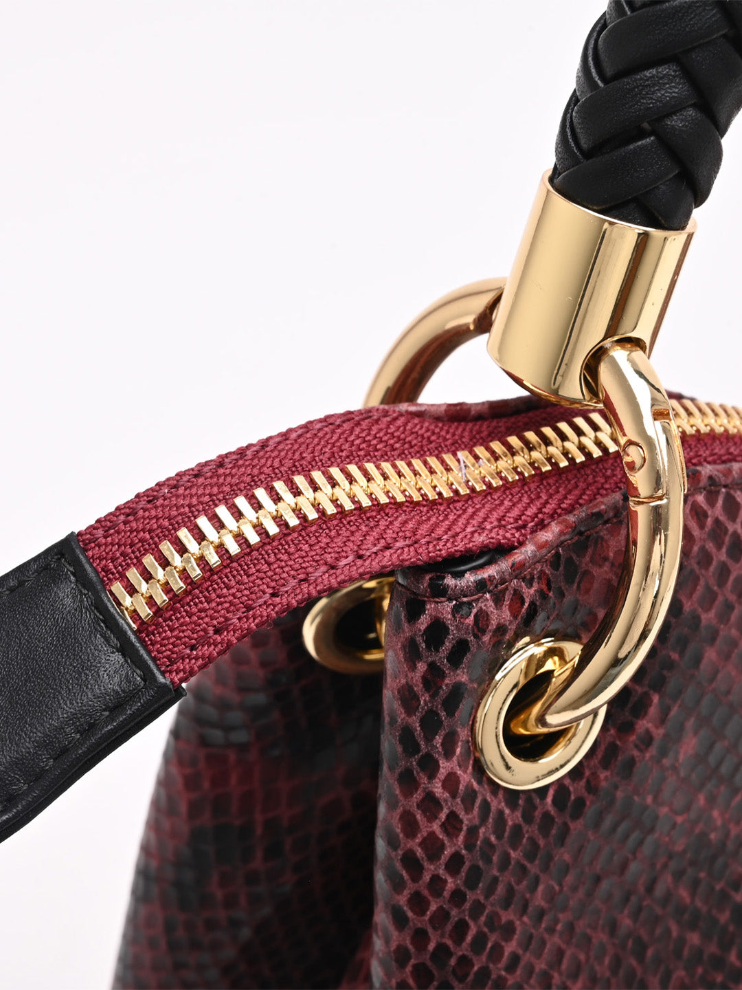 TT.BAGATT Black Snake print leather Hobo Handbags