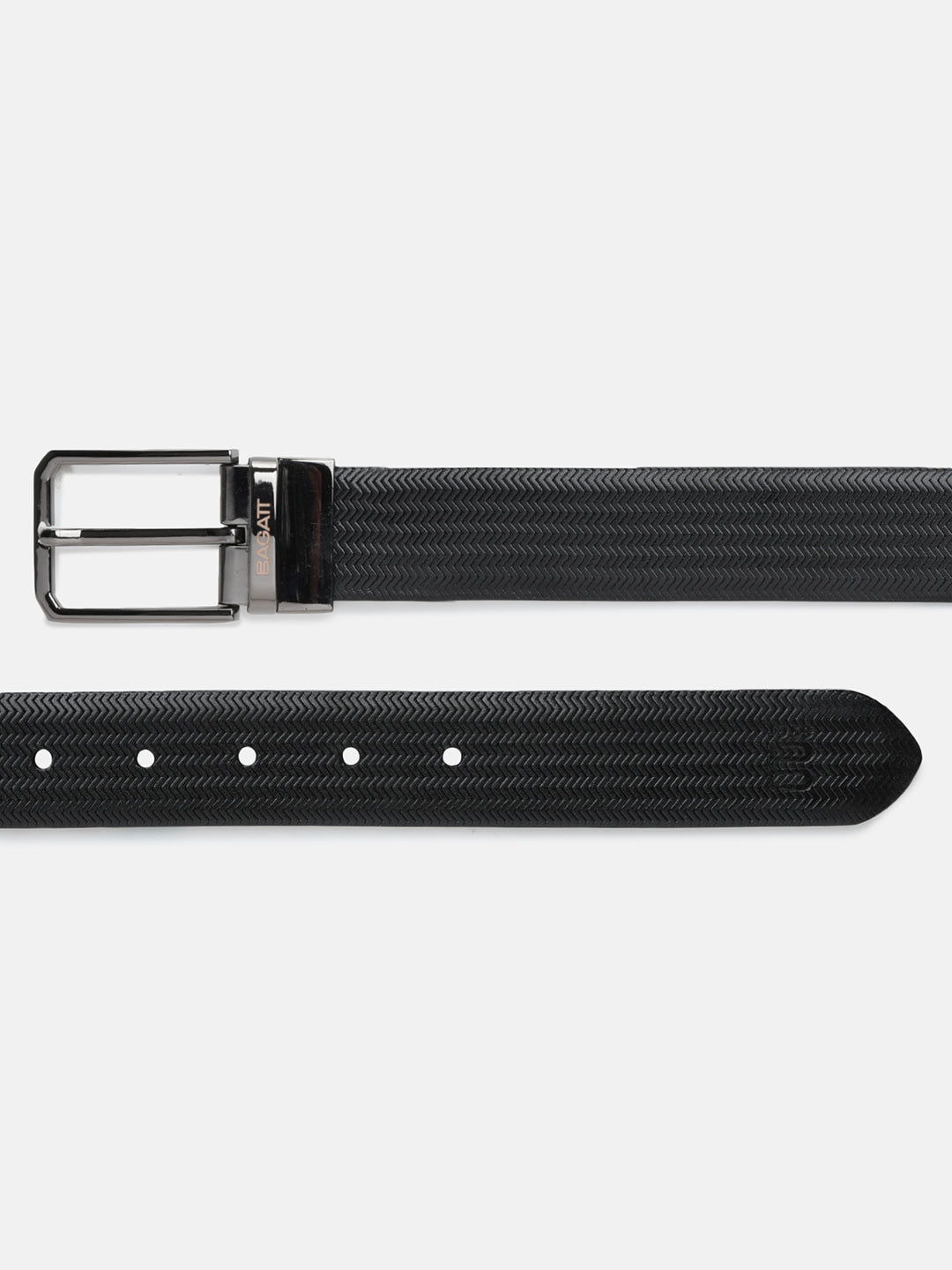 BAGATT Black/Dark Brown Reversible Leather Belt