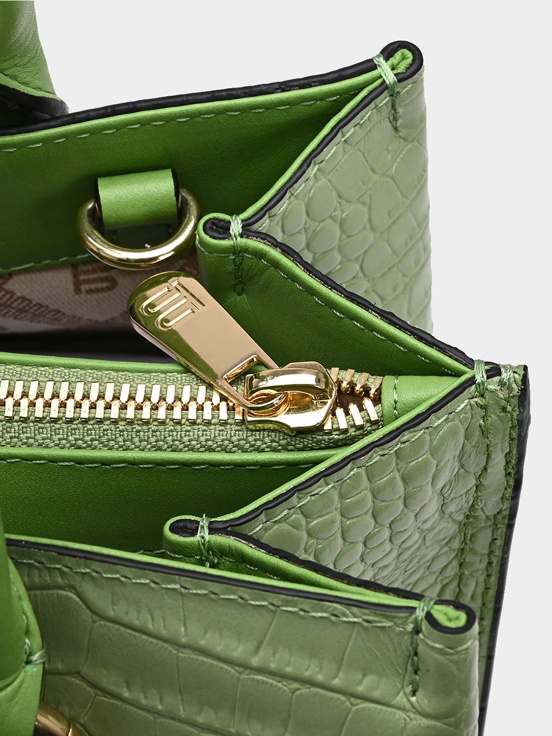 TT.BAGATT Lime Green Croco leather Satchel Handbags