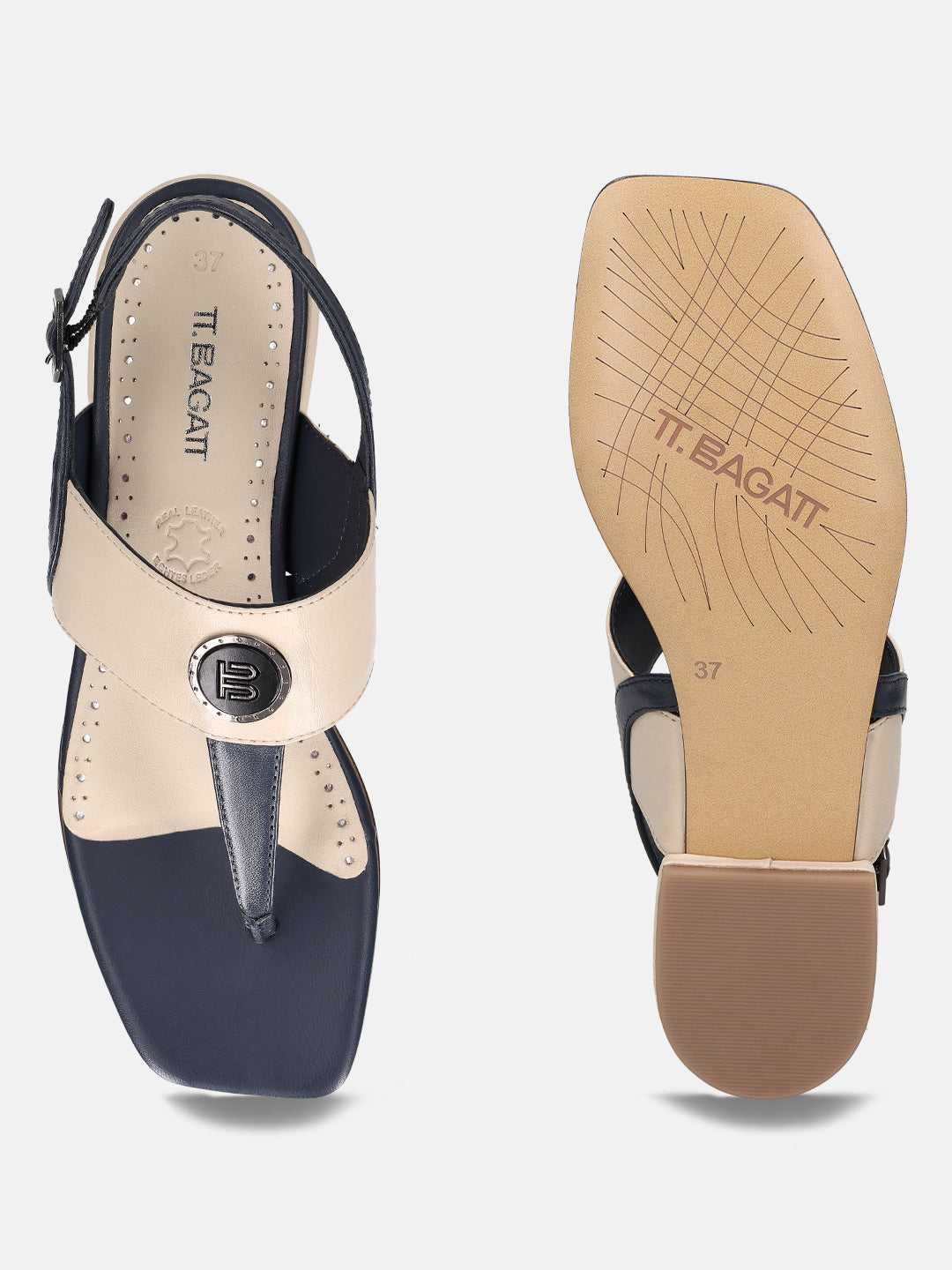 TT.BAGATT Glaze Off-White Premium Leather Thongs Flat Sandal