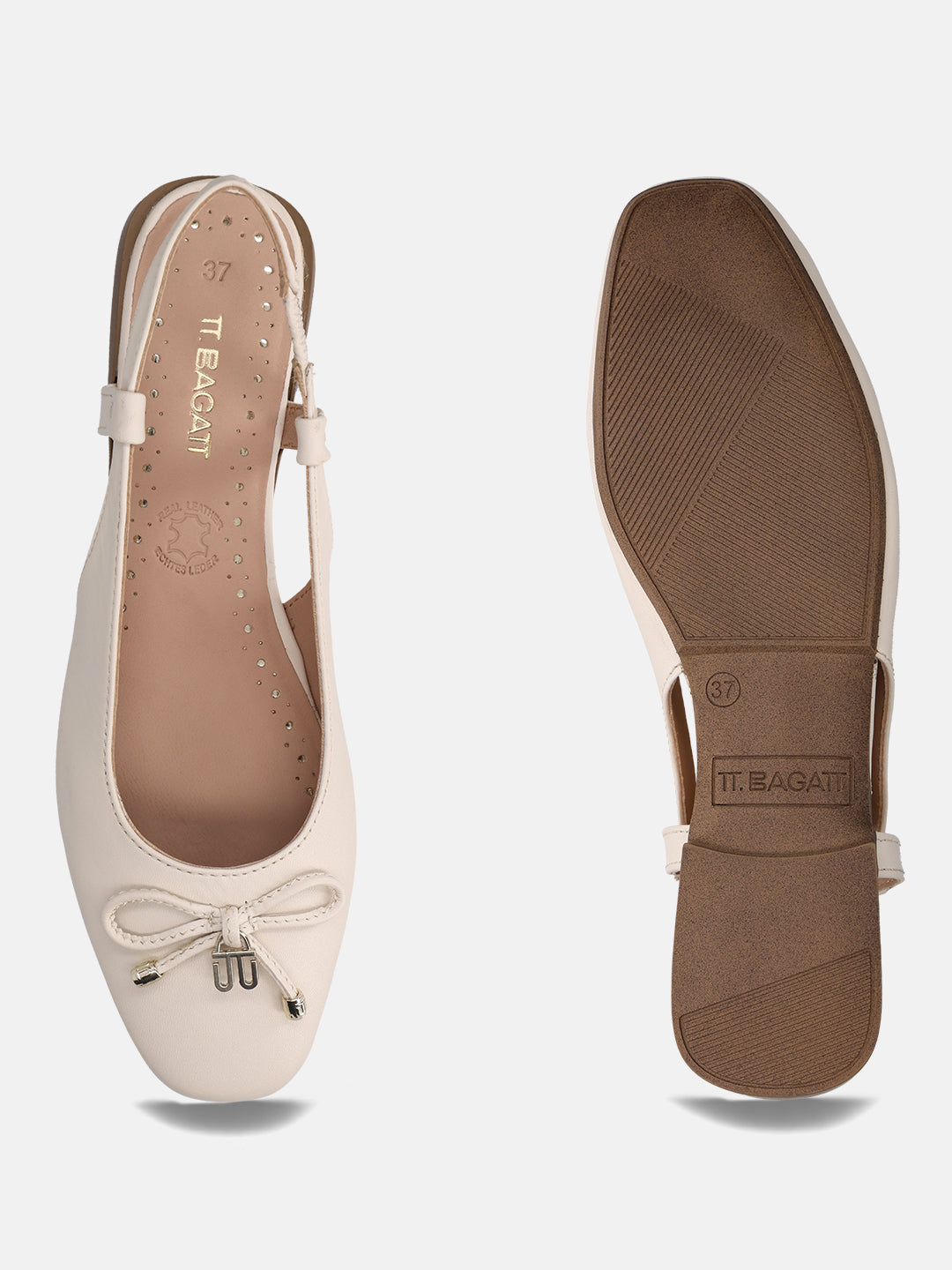 TT.BAGATT Amalia Off-White Premium Leather Slingback Slip-Ons