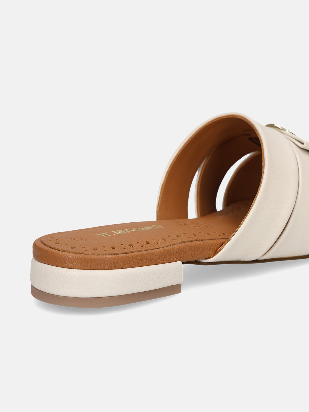 TT.BAGATT Glaze Off-White Premium Leather Mules Flat Sandal
