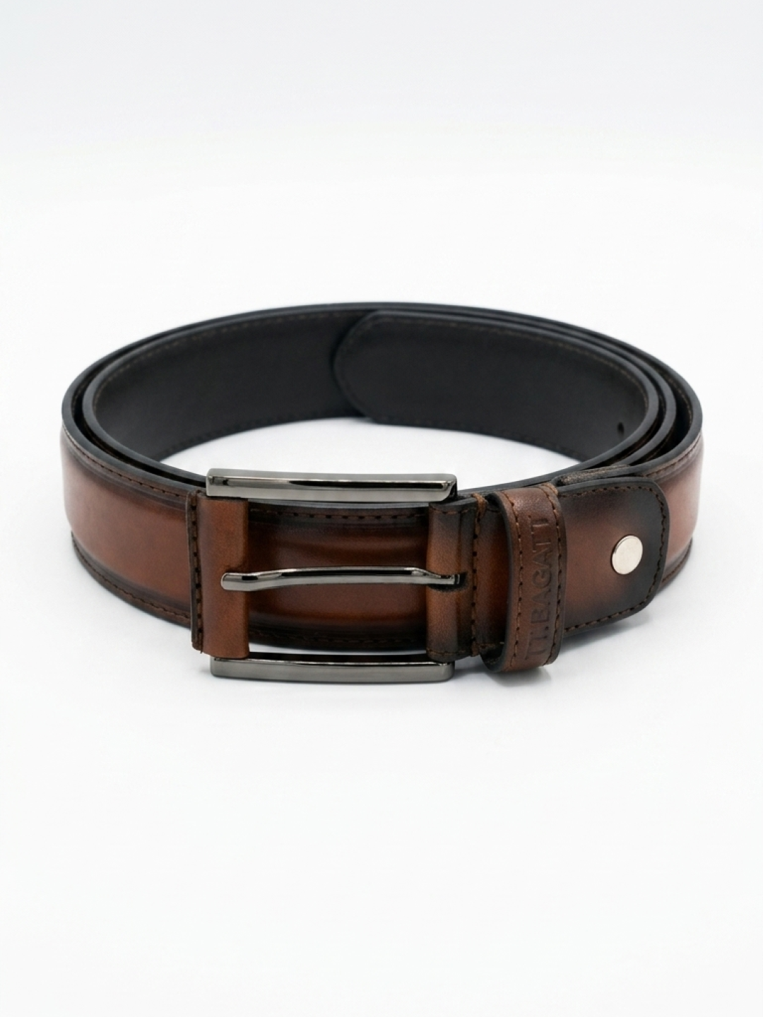 TT.BAGATT Tan Italian Leather Non-Reversible Belt