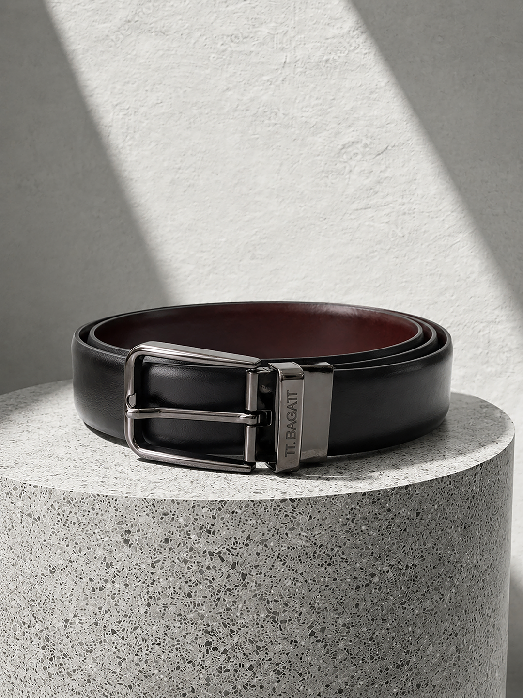 TT.BAGATT Black/Bordo Italian Leather Reversible Belt