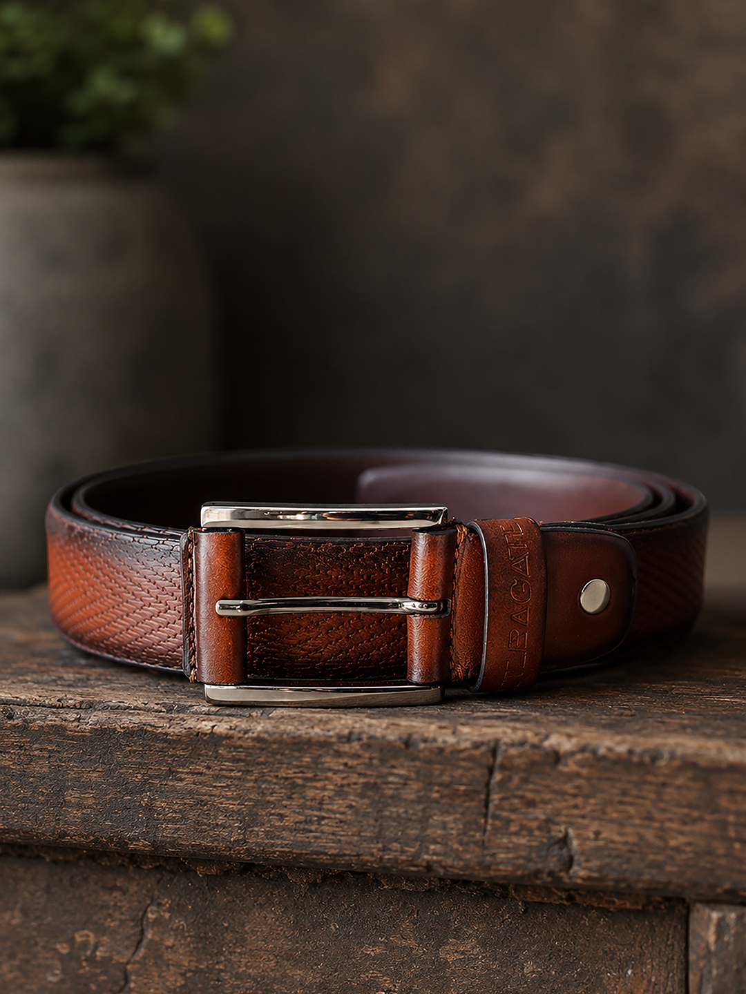 TT.BAGATT Tan Italian Leather Non-Reversible Belts