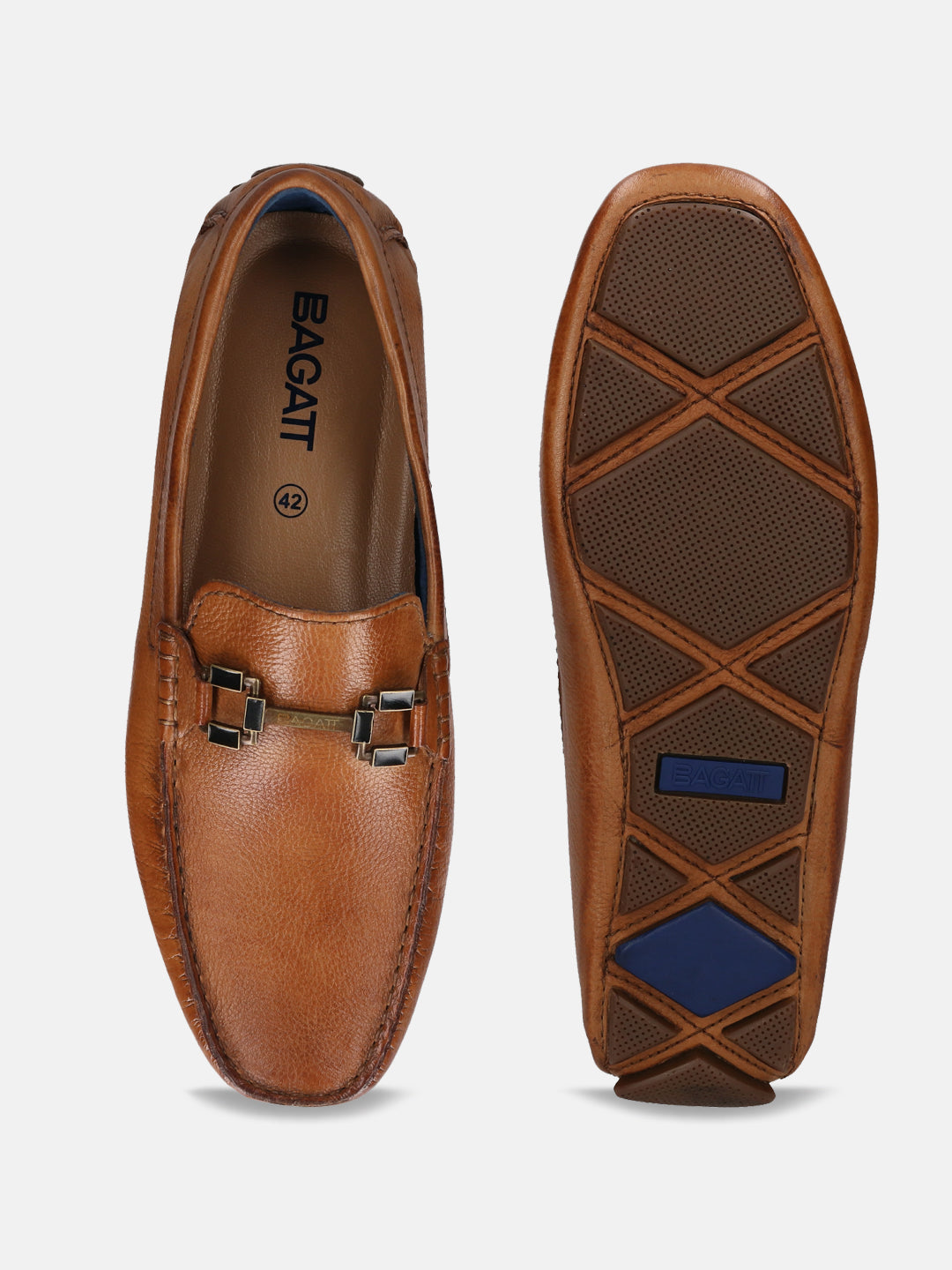 BAGATT Hexa Cognac Premium Leather Casual Slip-Ons