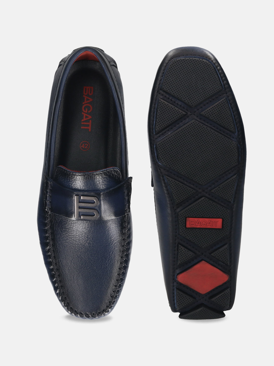 BAGATT  Hexa Blue Premium Leather Casual Slip-Ons