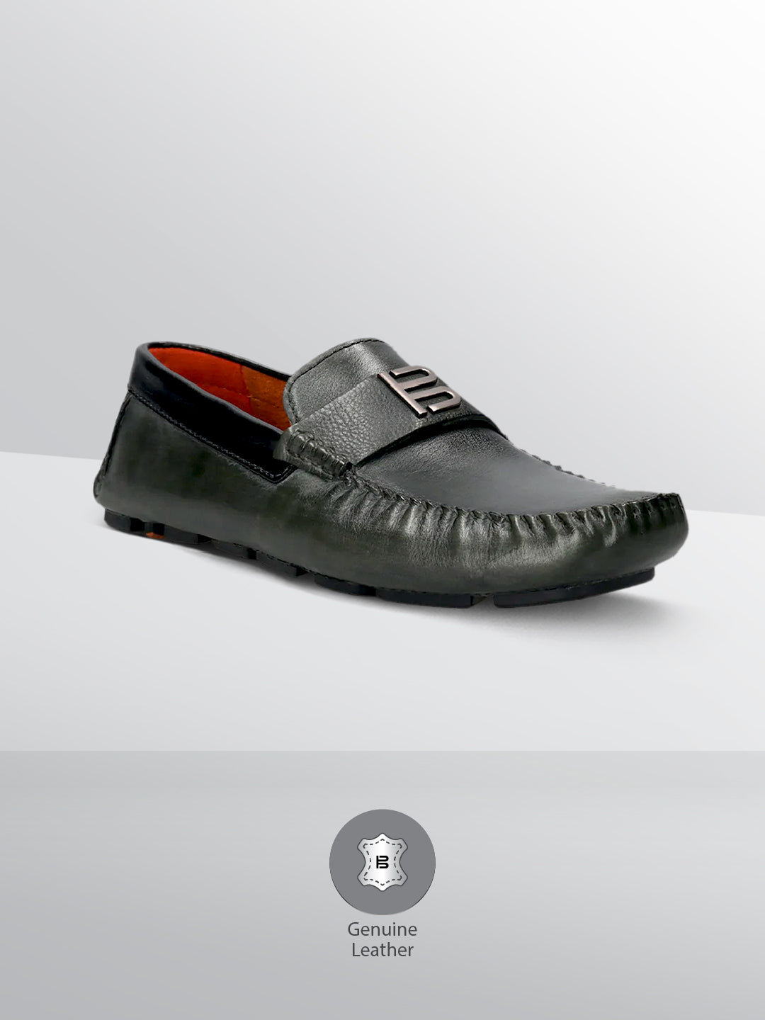 BAGATT Hexa Dark Green Premium Leather Casual Slip-Ons