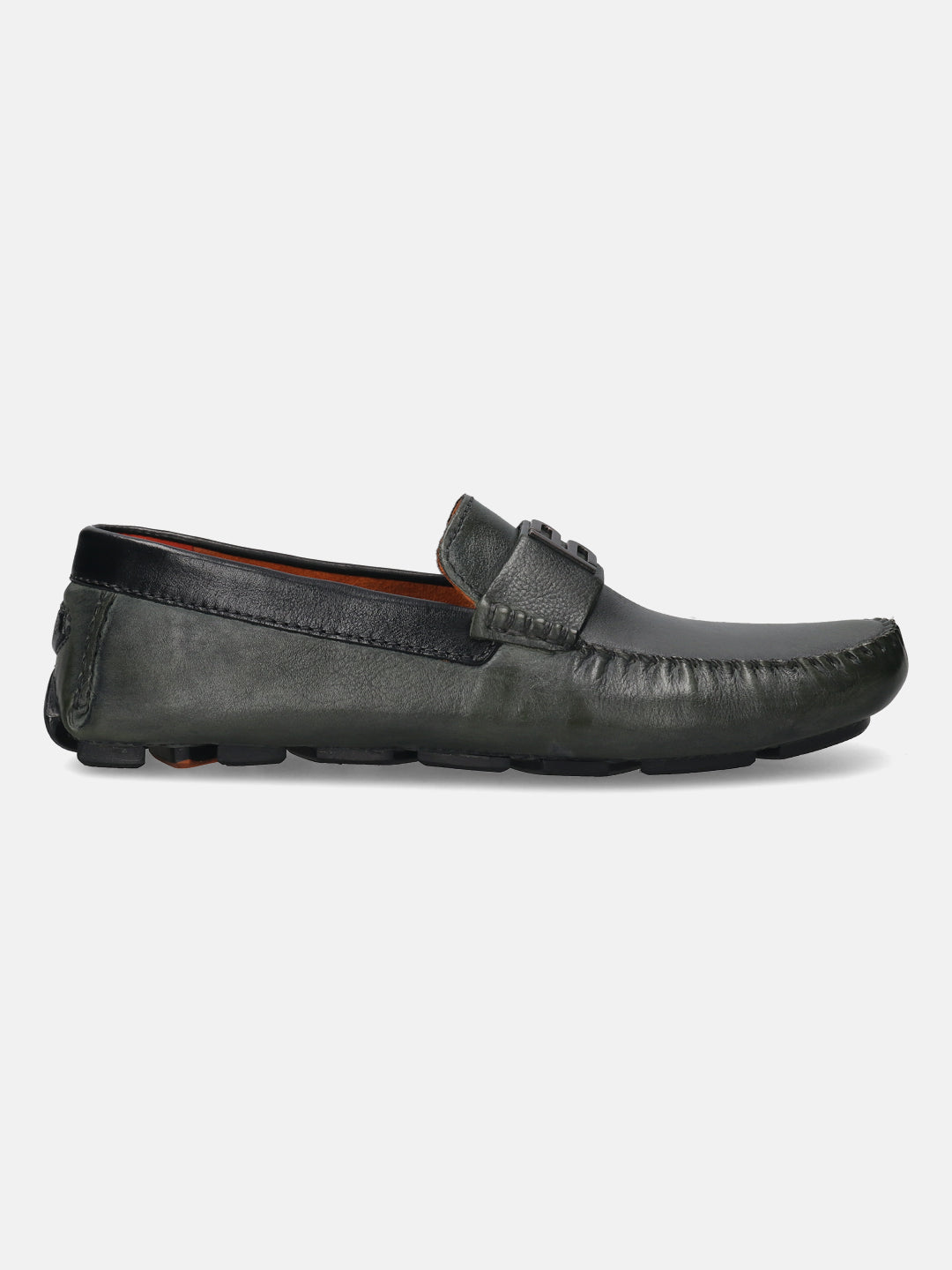 BAGATT Hexa Dark Green Premium Leather Casual Slip-Ons