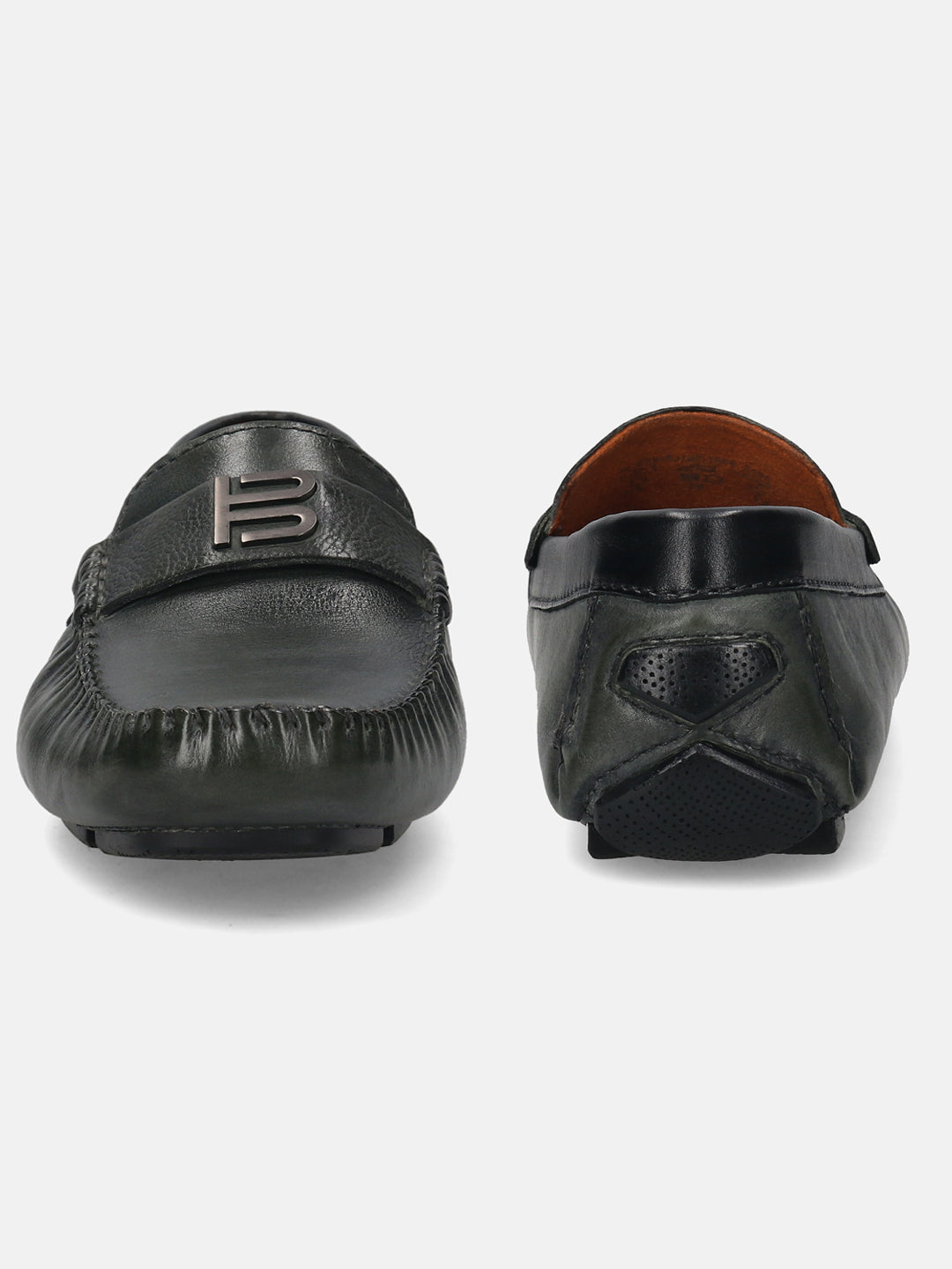 BAGATT Hexa Dark Green Premium Leather Casual Slip-Ons