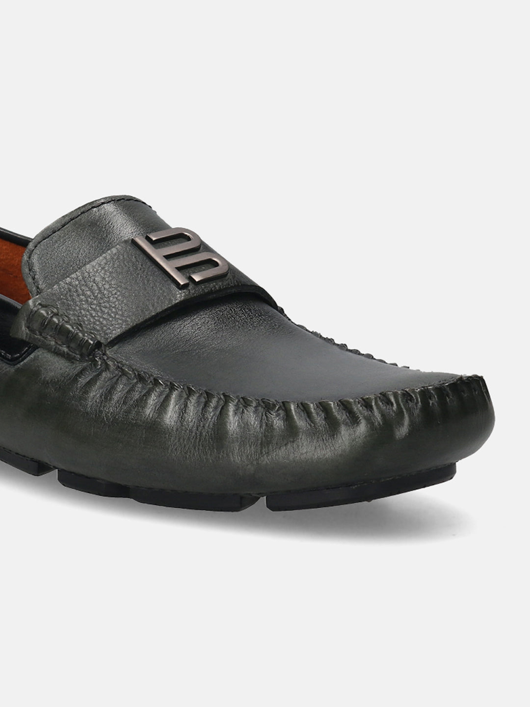 BAGATT Hexa Dark Green Premium Leather Casual Slip-Ons