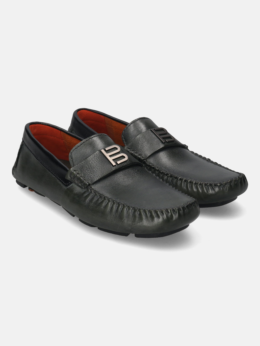 BAGATT Hexa Dark Green Premium Leather Casual Slip-Ons