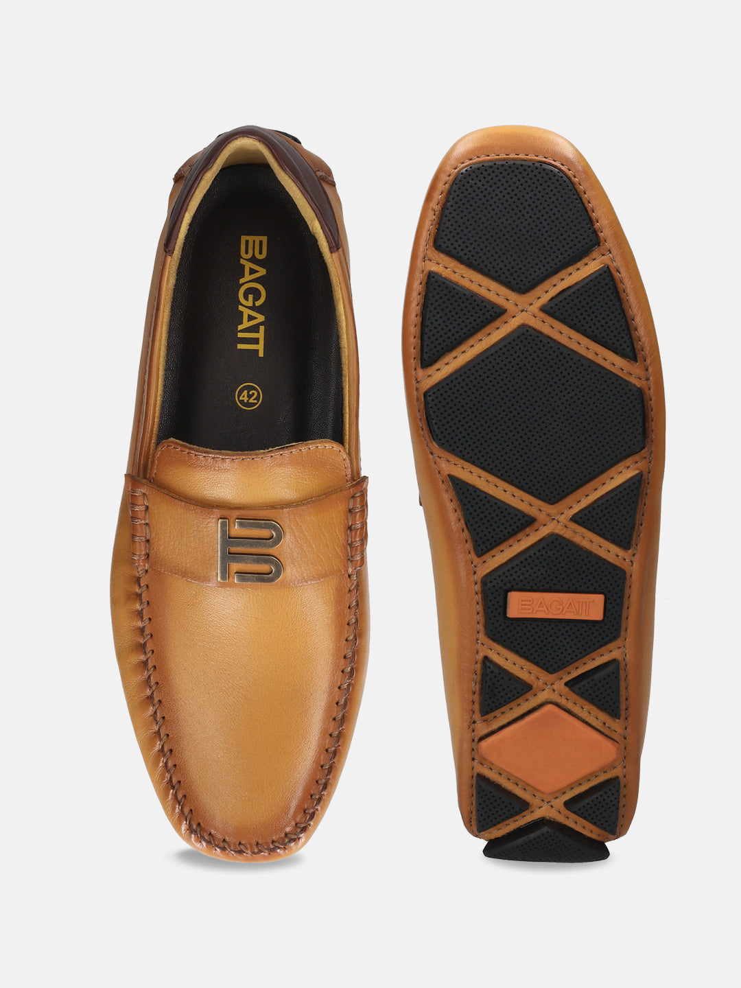 BAGATT Hexa Yellow Premium Leather Casual Slip-Ons