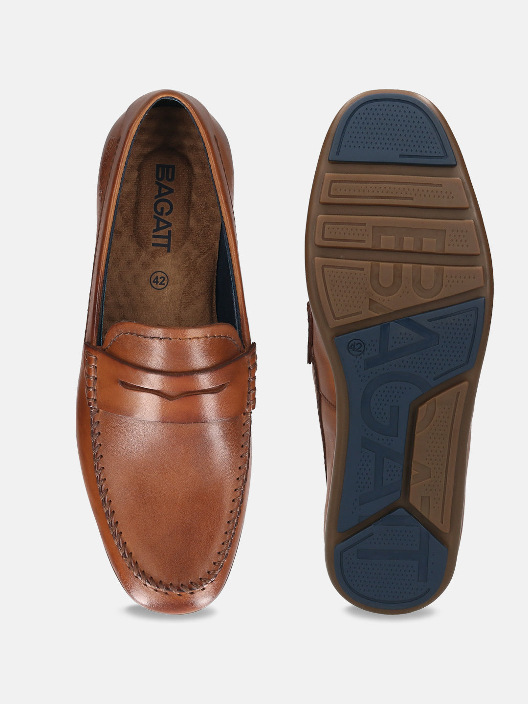 BAGATT Corrado Cognac Premium Leather Casual Slip-Ons