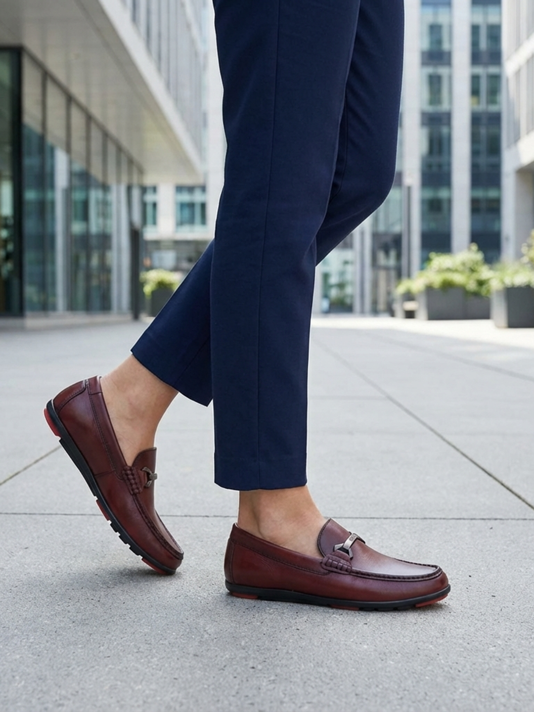 BAGATT Corrado Red Premium Leather Casual Slip-Ons