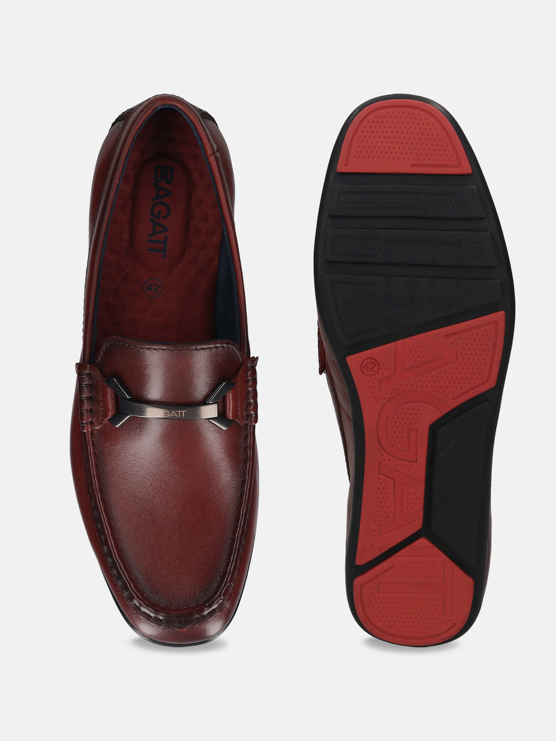 BAGATT Corrado Red Premium Leather Casual Slip-Ons