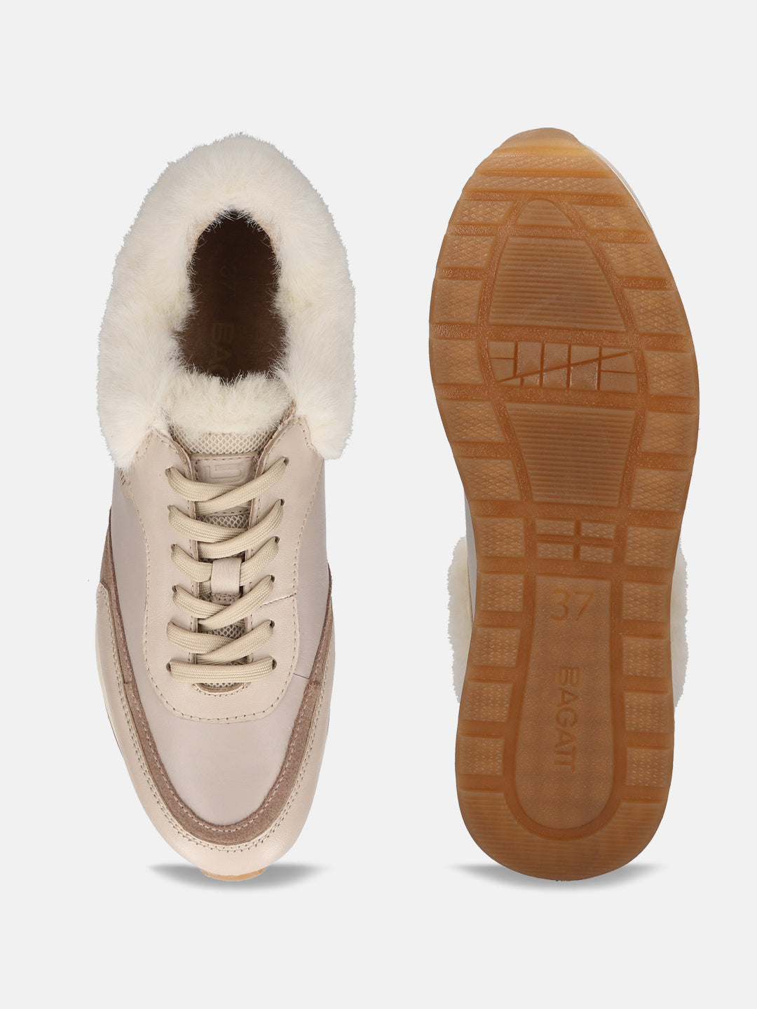 BAGATT Venice Beige Premium Leather Mid Top Sneakers