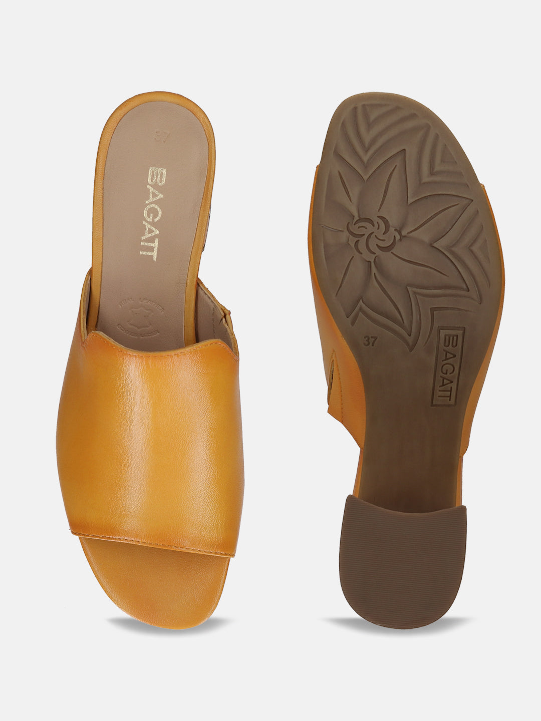 BAGATT  Vaiana Yellow Premium Leather Block Heel