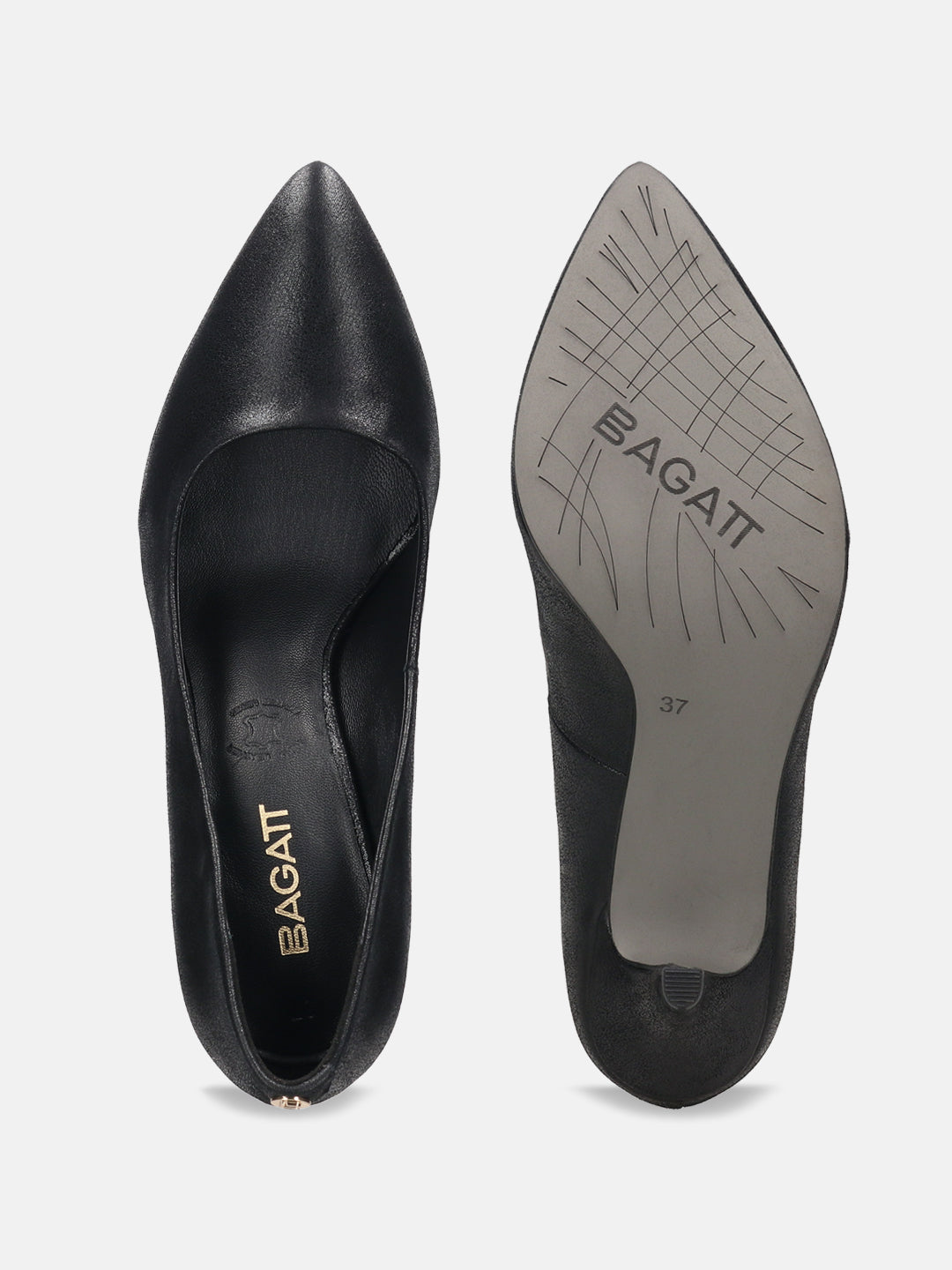 BAGATT Premium Leather Black Court Shoe