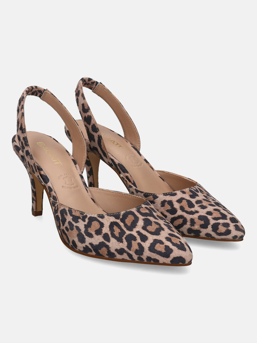 BAGATT Jemila Animal Print Premium Leather Slingback Stilettos Heels