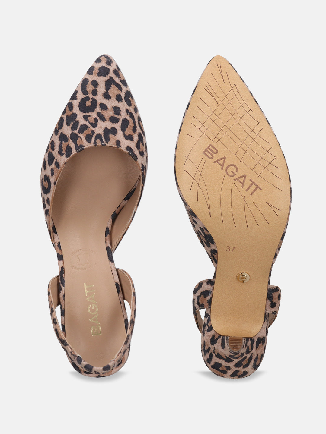 BAGATT Jemila Animal Print Premium Leather Slingback Stilettos Heels