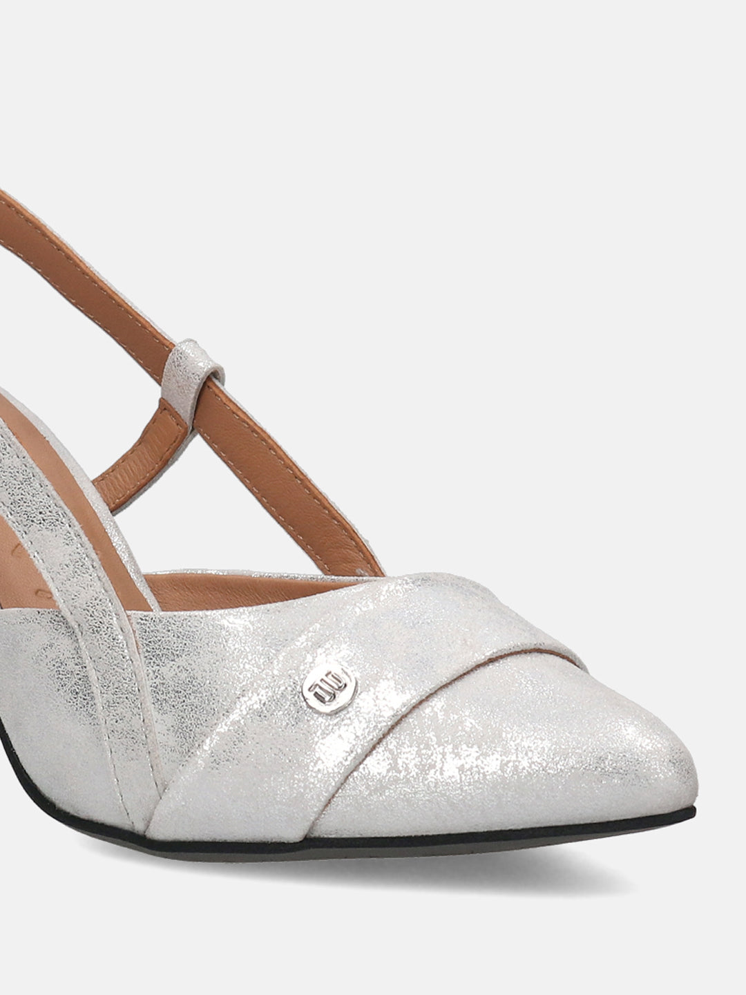 BAGATT Jemila Silver Premium Leather Back Strap Heels