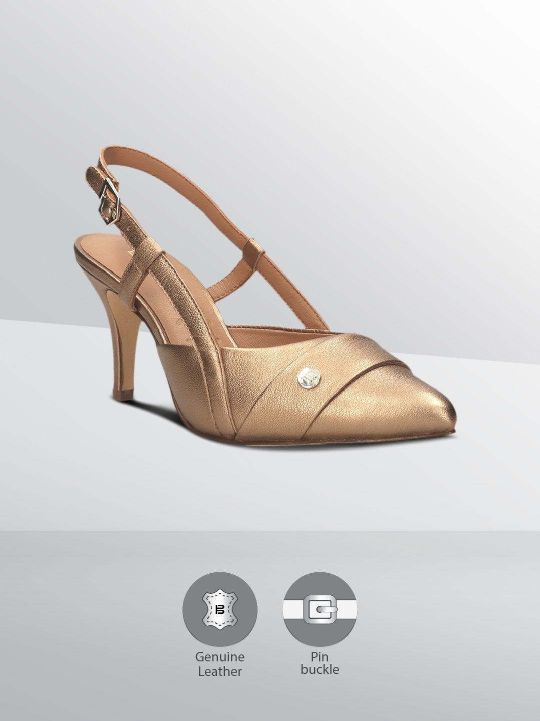 BAGATT Jemila Metallics Premium Leather Back Strap Heels