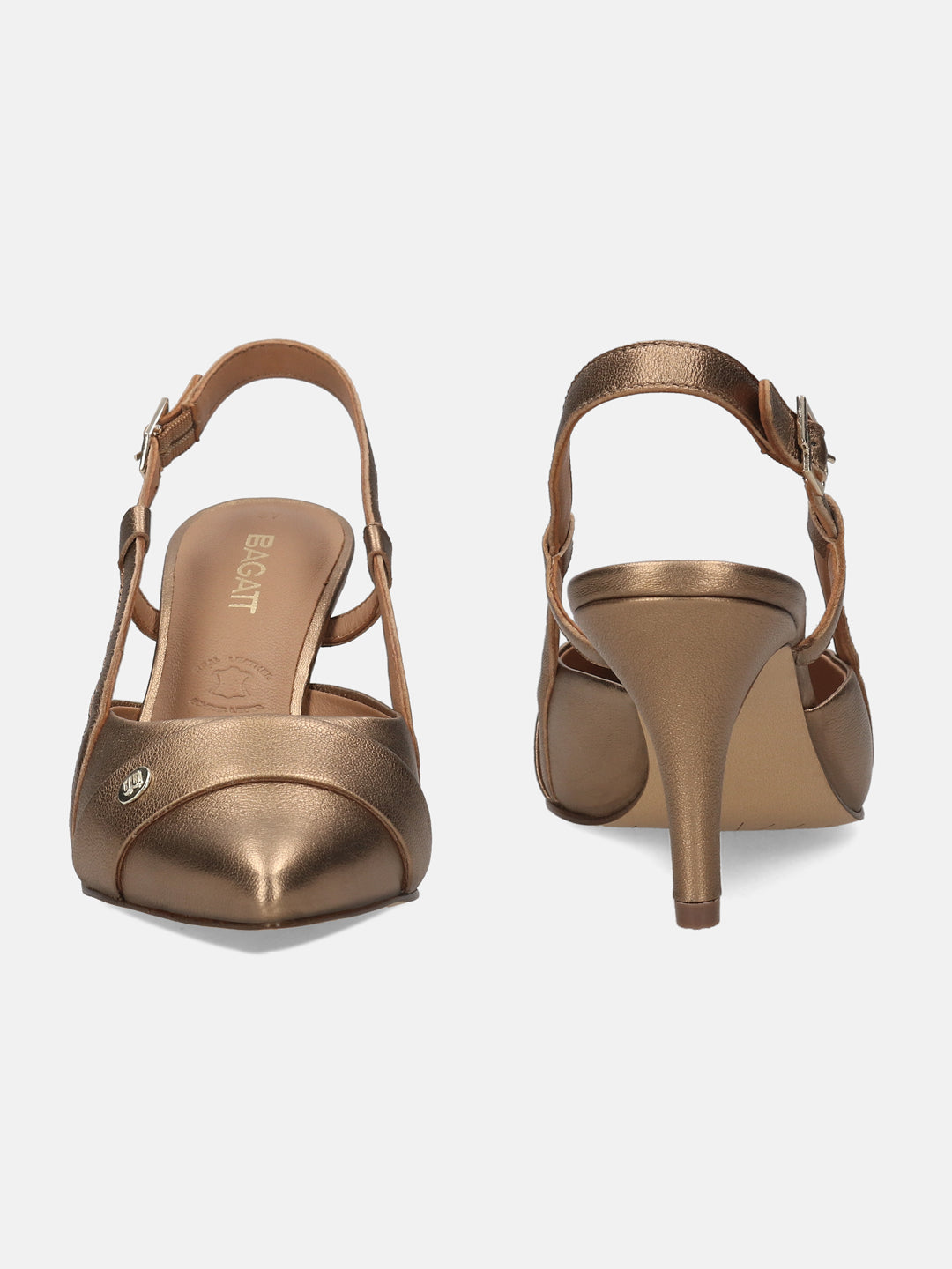 BAGATT Jemila Metallics Premium Leather Back Strap Heels