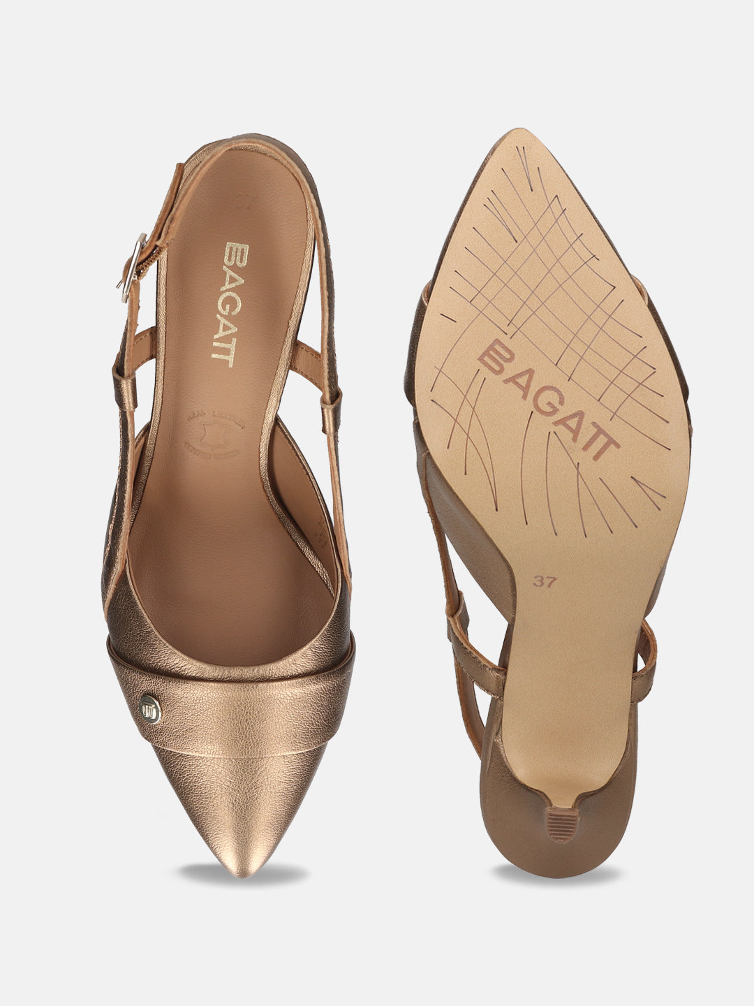 BAGATT Jemila Metallics Premium Leather Back Strap Heels
