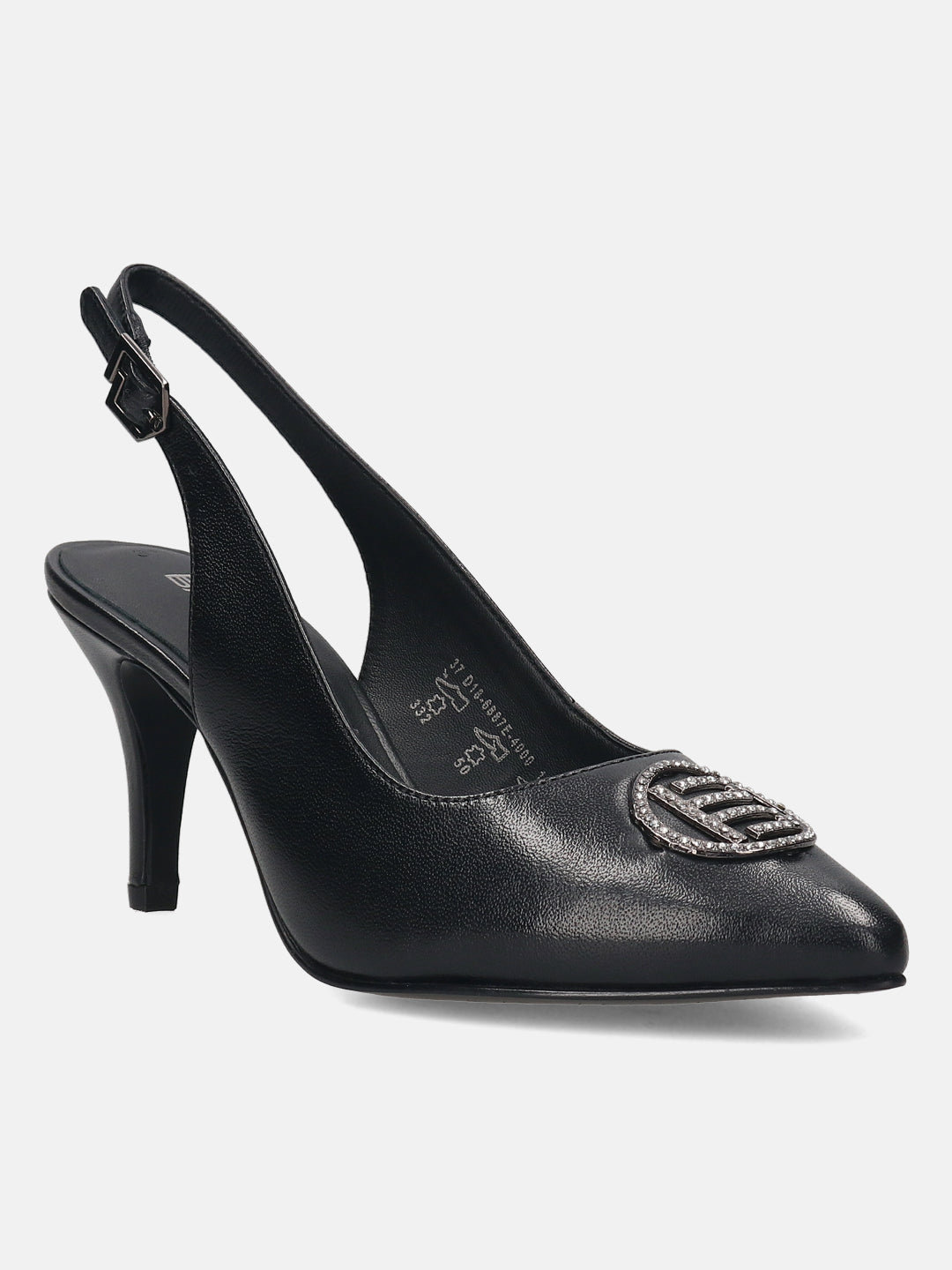 BAGATT Jemila Black Premium Leather Back Strap Heels