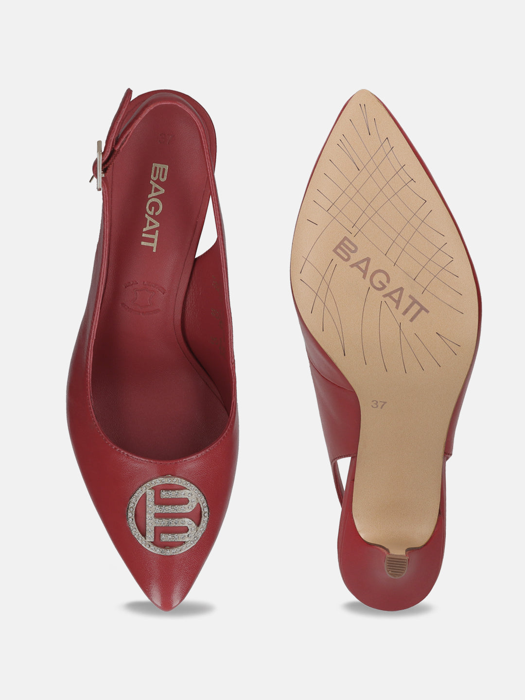 BAGATT Jemila Red Premium Leather Back Strap Heels