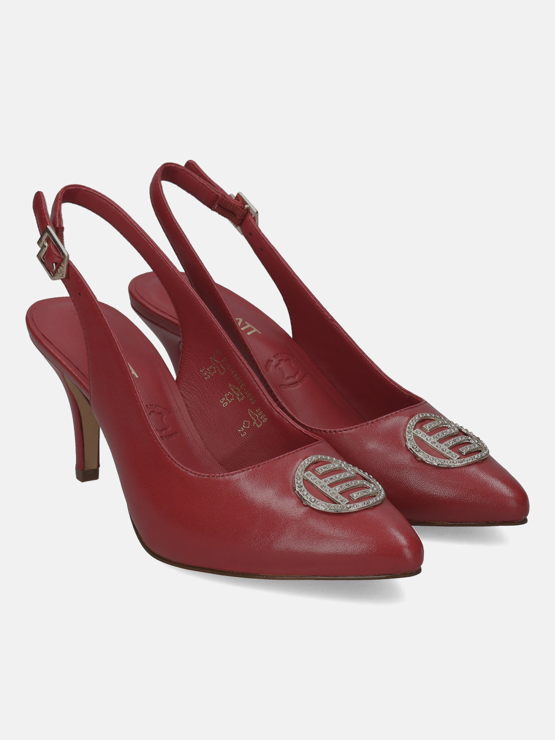 BAGATT Jemila Red Premium Leather Back Strap Heels